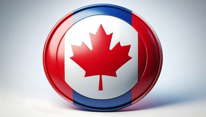Obraz premium Round flag of Canada on a white background