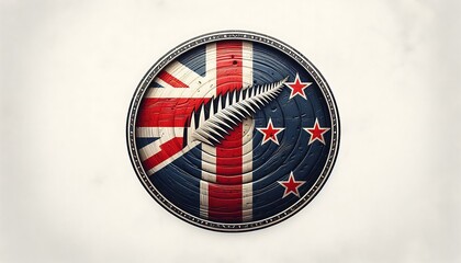 Round flag of England on a white background