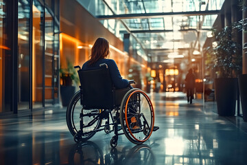 Obraz premium Woman in wheelchair adult architecture electronics.