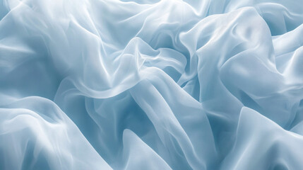 Obraz premium Soft Blue Sheer Fabric Drape Elegant Texture Background