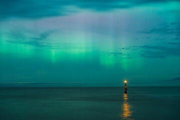 aurora borealis, northern lights above baltic sea in poland, stegna, october 2024