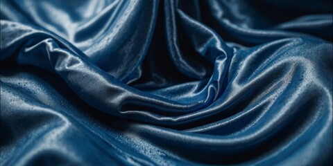 Fototapeta premium abstract blue cloth background showcases the elegance of luxurious fabric, resembling a flowing liquid wave. This stunning visual serves as a perfect backdrop for advertisements and exhibitions, enhan
