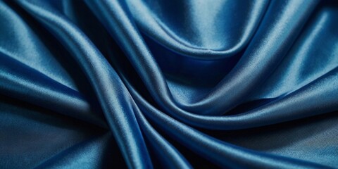 Obraz premium abstract blue cloth background showcases the elegance of luxurious fabric, resembling a flowing liquid wave. This stunning visual serves as a perfect backdrop for advertisements and exhibitions, enhan