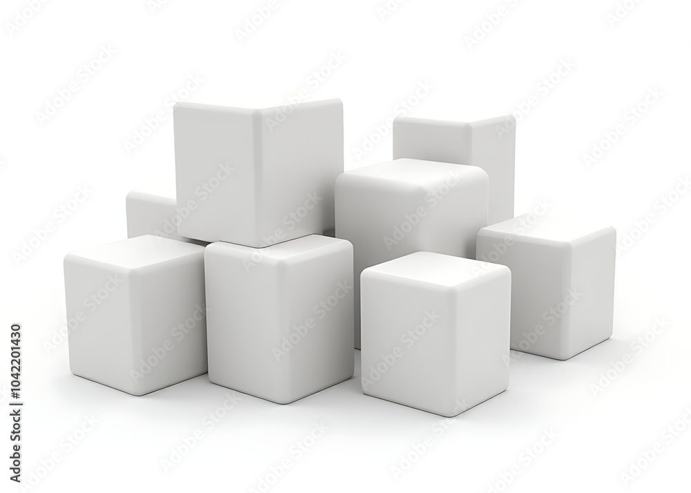 Aufkleber Geometric blocks rendered in 3D isolated on a white background with generative AI used for creative output.