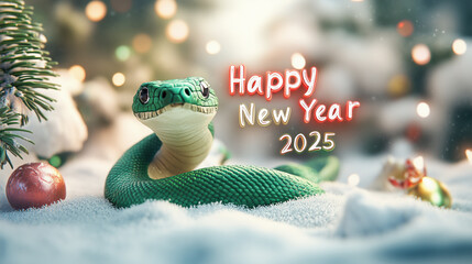 New year 2025 greeting card with  snake