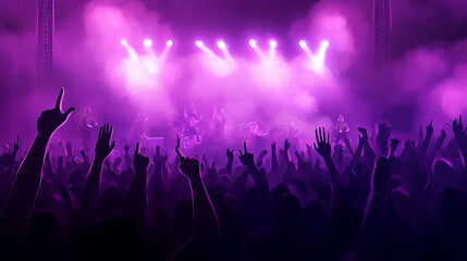 night club EDM party DJ mixing electronic music with turn table background, silhouettes of people dancing and raising their hands