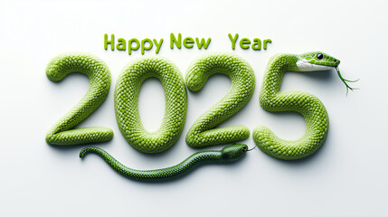 Happy new year 2025. Green snake