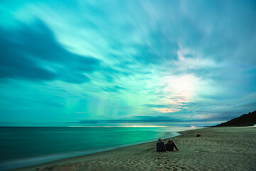 aurora borealis, northern lights above baltic sea in poland, stegna, october 2024