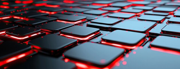 Explore the sleek design of a digital keyboard with a minimalistic style featuring white keys and striking red lights, perfect for creative sessions