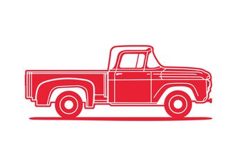Line art profile of a classic truck from the 50s