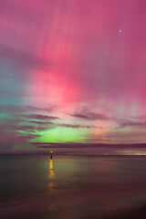 aurora borealis, northern lights above baltic sea in poland, stegna, october 2024