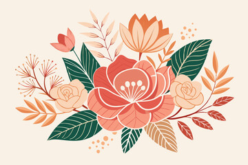 Contemporary Floral Line Art Composition