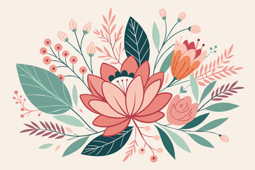 Contemporary Floral Line Art Composition