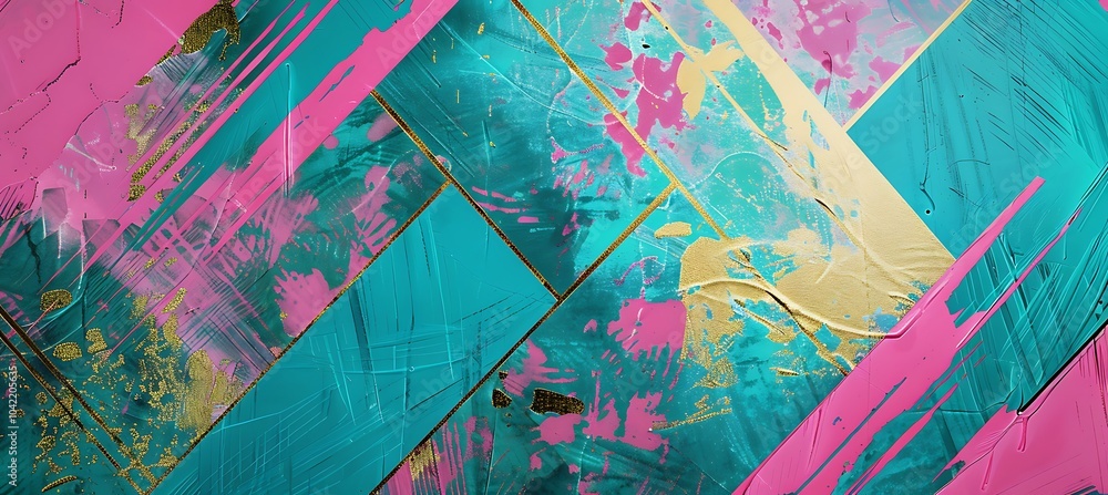 Poster a lively and colorful backdrop featuring an intricate geometric design that blends shades of pink an