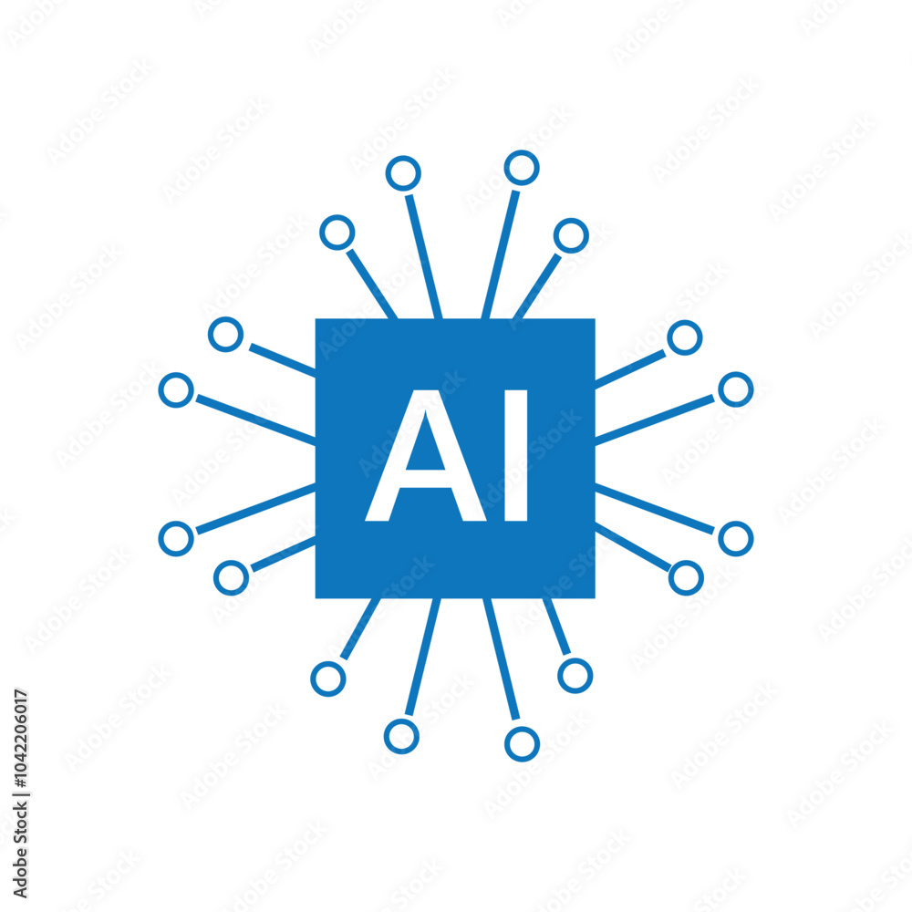 Aufkleber artificial intelligence icon. semiconductor. cpu. processor. ai chip in hand icon