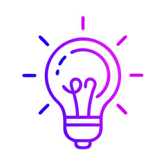 Fototapeta premium a simple line drawing of a light bulb. The outline of the bulb is drawn with a gradient color that transitions from blue at the bottom to purple at the top