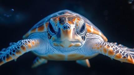 Fototapeta premium Sea Turtle Close Up: A Glimpse into the Ocean Depths
