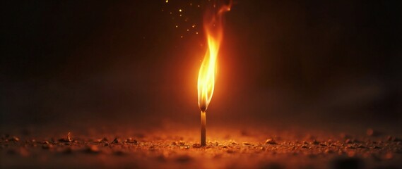 burning match in the sand