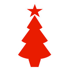 Red Christmas tree isolated on transparent background PNG.