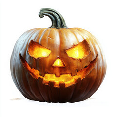Glowing jack-o'-lantern pumpkin for Halloween on transparent background