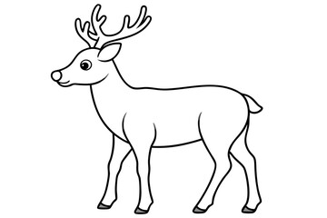 Deer line art vector, Christmas reindeer outline vector illustration