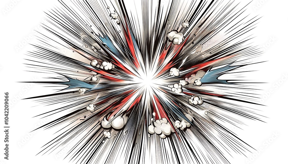 Poster an explosion of colors and lines, creating a dynamic abstract composition with vibrant hues and geom