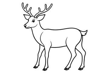 Deer line art vector, Christmas reindeer outline vector illustration
