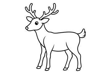 Deer line art vector, Christmas reindeer outline vector illustration