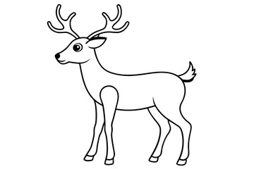 Deer line art vector, Christmas reindeer outline vector illustration