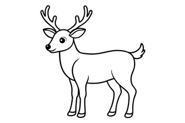 Fototapeta premium Deer line art vector, Christmas reindeer outline vector illustration