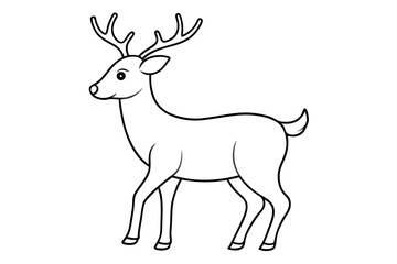 Deer line art vector, Christmas reindeer outline vector illustration