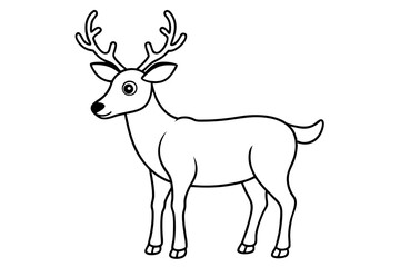 Deer line art vector, Christmas reindeer outline vector illustration