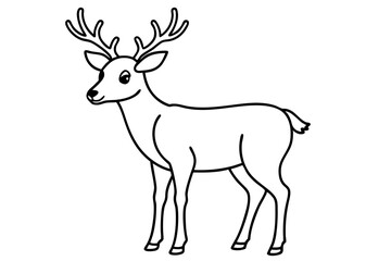 Obraz premium Deer line art vector, Christmas reindeer outline vector illustration