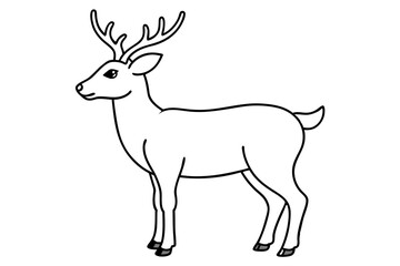 Deer line art vector, Christmas reindeer outline vector illustration