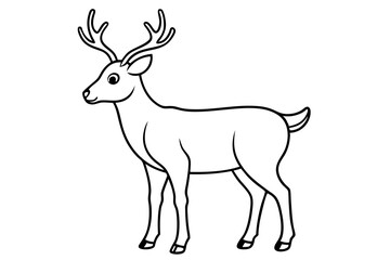 Deer line art vector, Christmas reindeer outline vector illustration