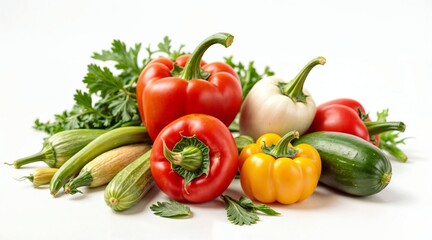 vegetables on a white background