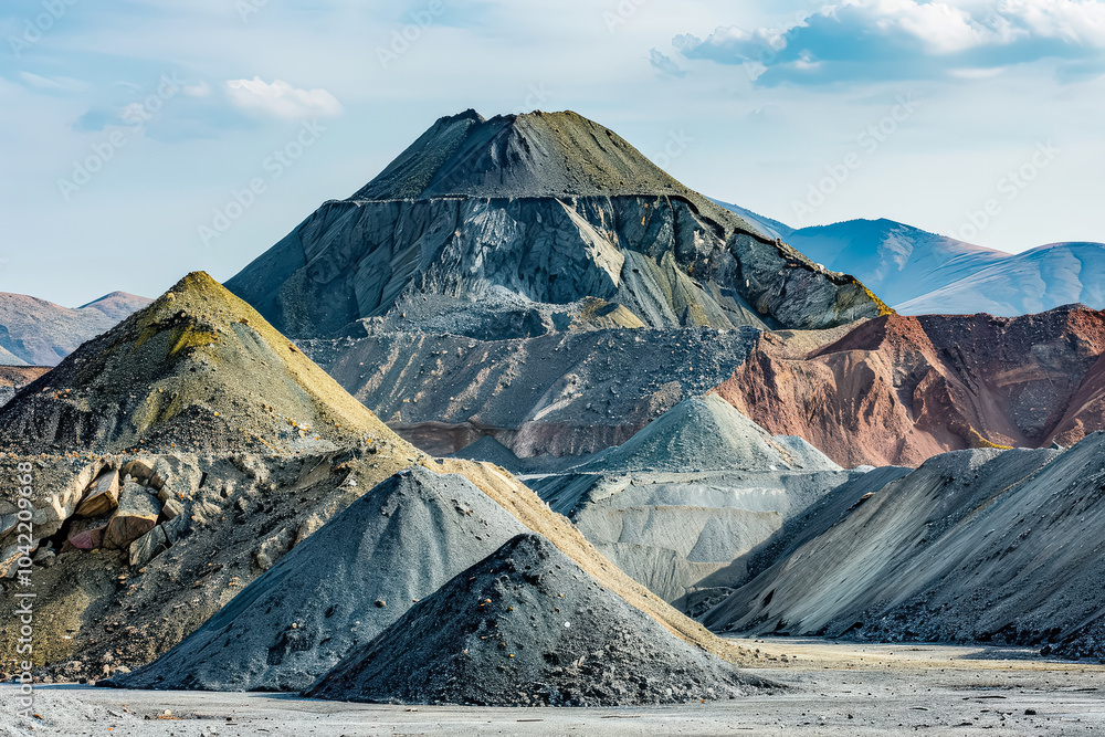 Poster pile of rocks is shown in the foreground of a snowy mountain. the rocks are piled up in a way that t
