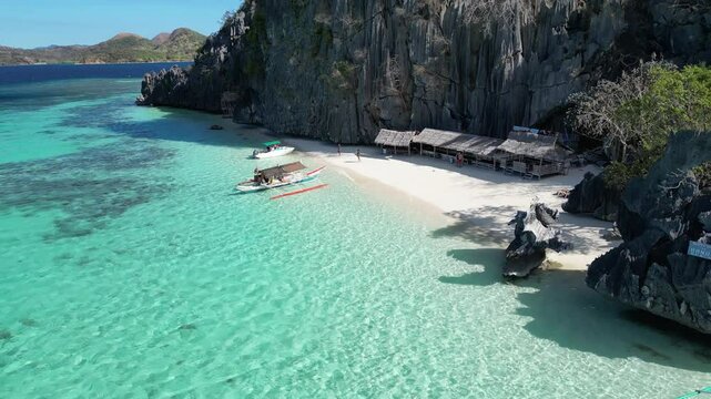 Banul Beach Tropical Island Coron Philippines. White Beach Clear Sea