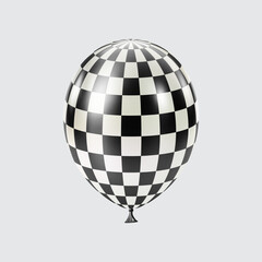 3D Black White balloon. Realistic glossy balloons. Checkered pattern.