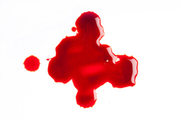 pool of blood on white