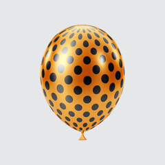 3D Black Orange balloon. Realistic glossy balloons. Dot pattern.