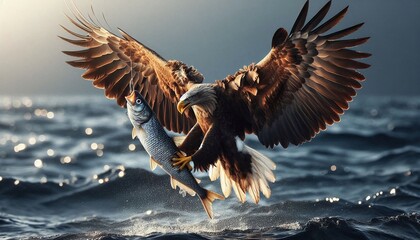 eagle in the sea