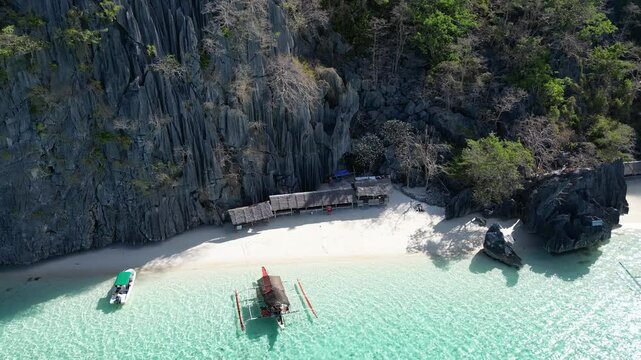 Beautiful white beach on remote island Coron Philippines