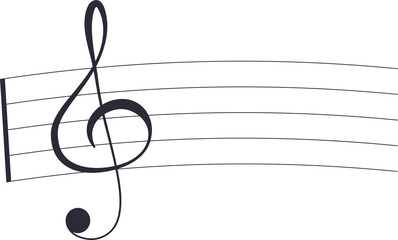Outline treble clef and staff Design element 