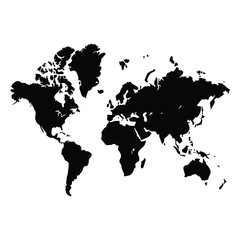 silhouette world vector map on a white backgroun