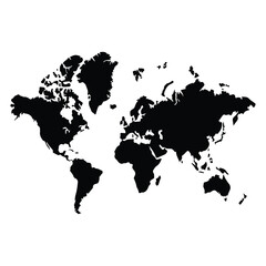 silhouette world vector map on a white backgroun