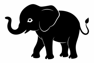 Baby elephant silhouette vector, elephant silhouette