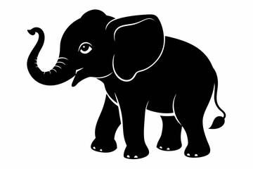 Baby elephant silhouette vector, elephant silhouette