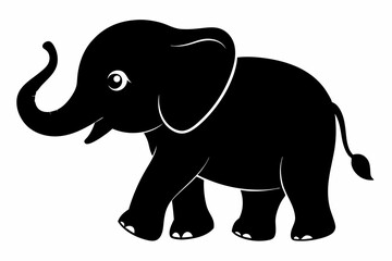 Baby elephant silhouette vector, elephant silhouette