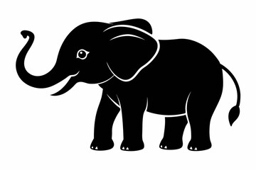 Baby elephant silhouette vector, elephant silhouette